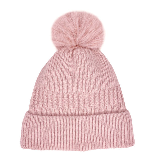 Kids Beanie with Pom Pom Blush