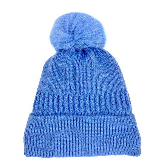 Kids Beanie with Pompom Sky Blue