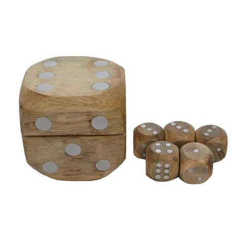 Lucky 6 Piece Wood Dice Box Set