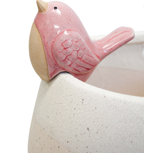 Peach Bird Pot Sitter