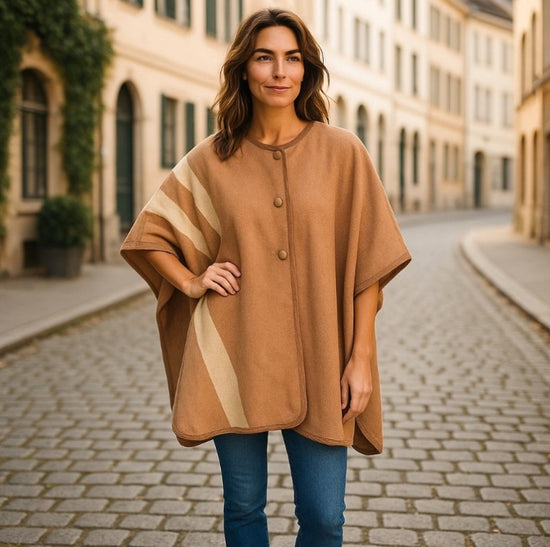 Elegant Button Detail Winter Cape