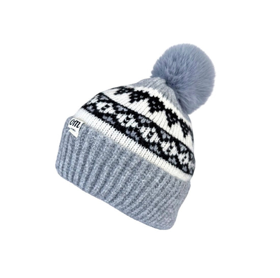 Pattern Knit Pom Pom Beanie