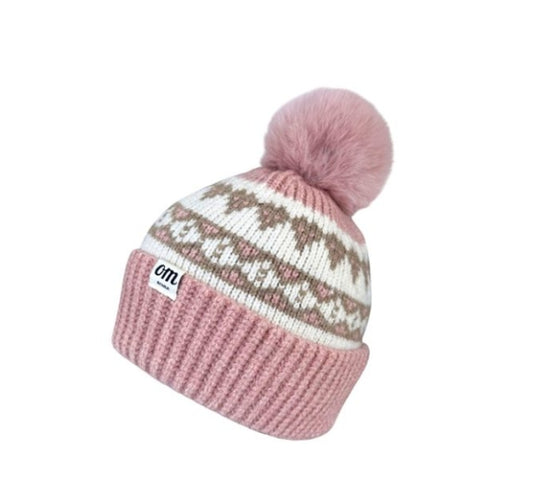 Pattern Knit Pom Pom Beanie
