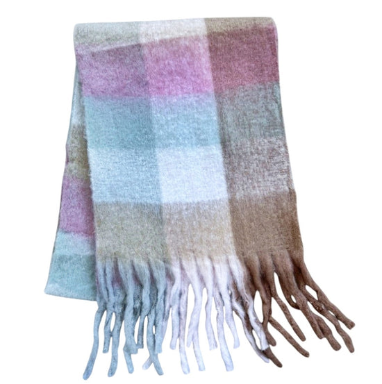 Luxury Chunky Check Fluffy Scarf