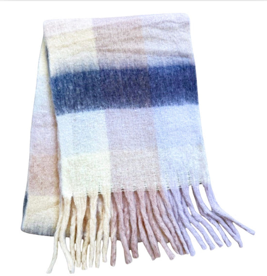 Luxury Chunky Check Fluffy Scarf