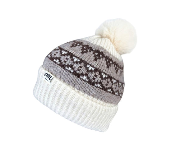 Pattern Knit Pom Pom Beanie