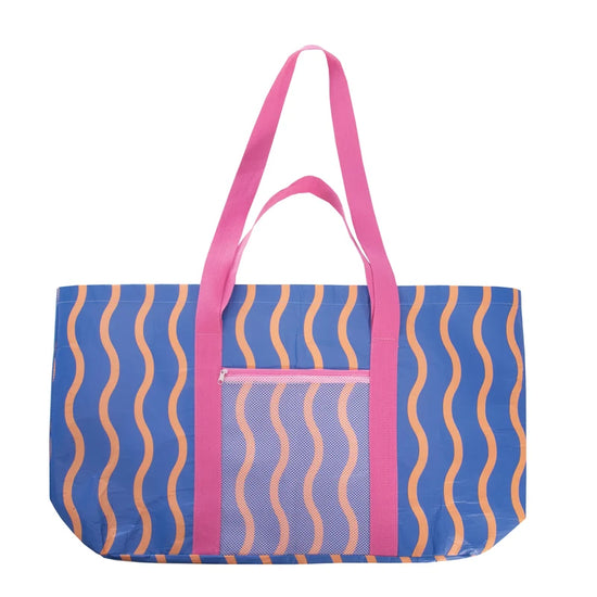 Carry All Beach Bag- Blue and Pink
